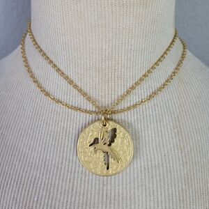 FOXY ORIGINALS // gold tone 2 way cut-out hummingbird pendant necklace